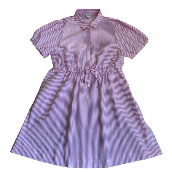J.Crew Sz 14 Short-sleeve Collared Mini Dress Pink & White Striped Preppy NWT - Picture 10 of 16